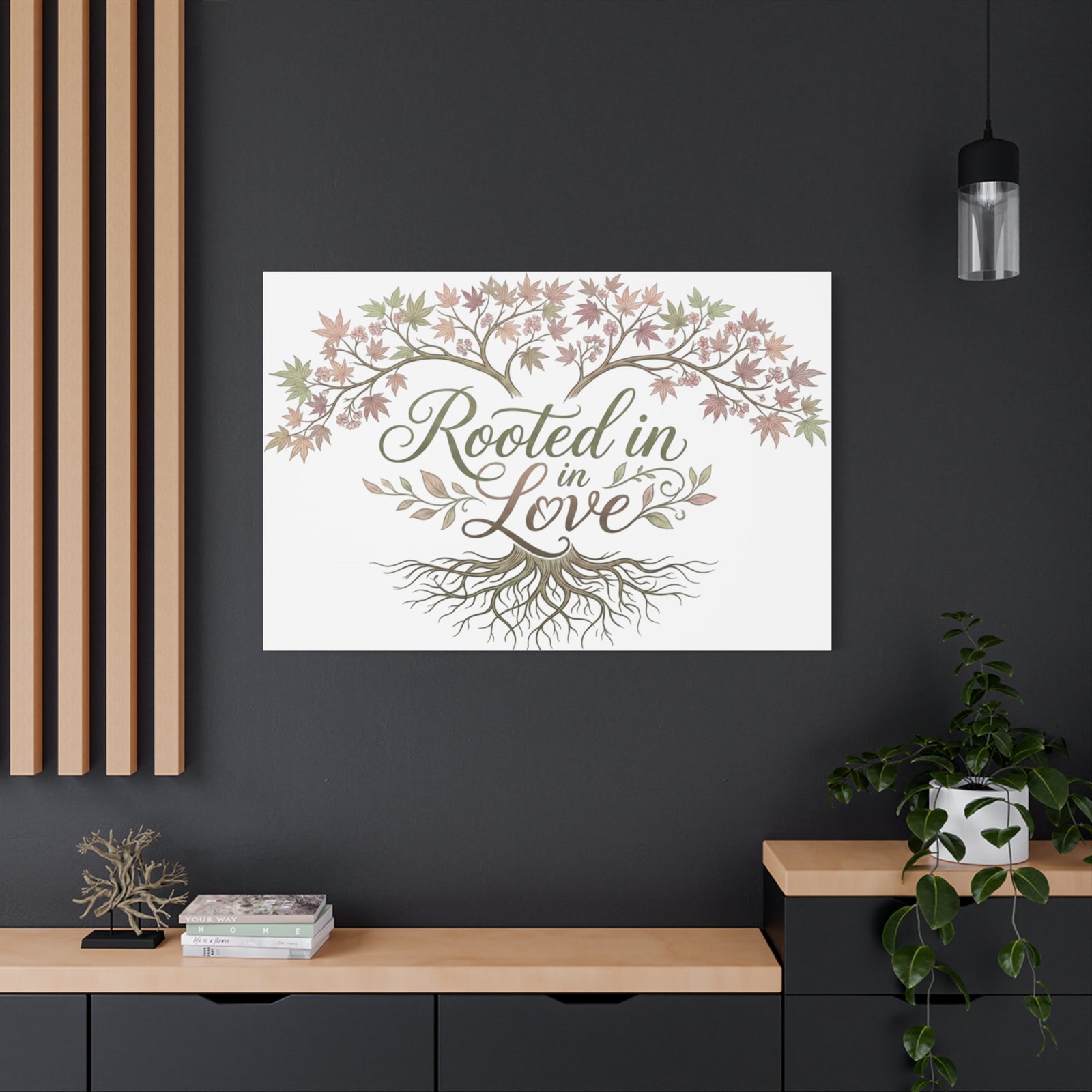 Rooted in Love Tree Canvas Wall Art — Inspirational Family Quote Home Decor