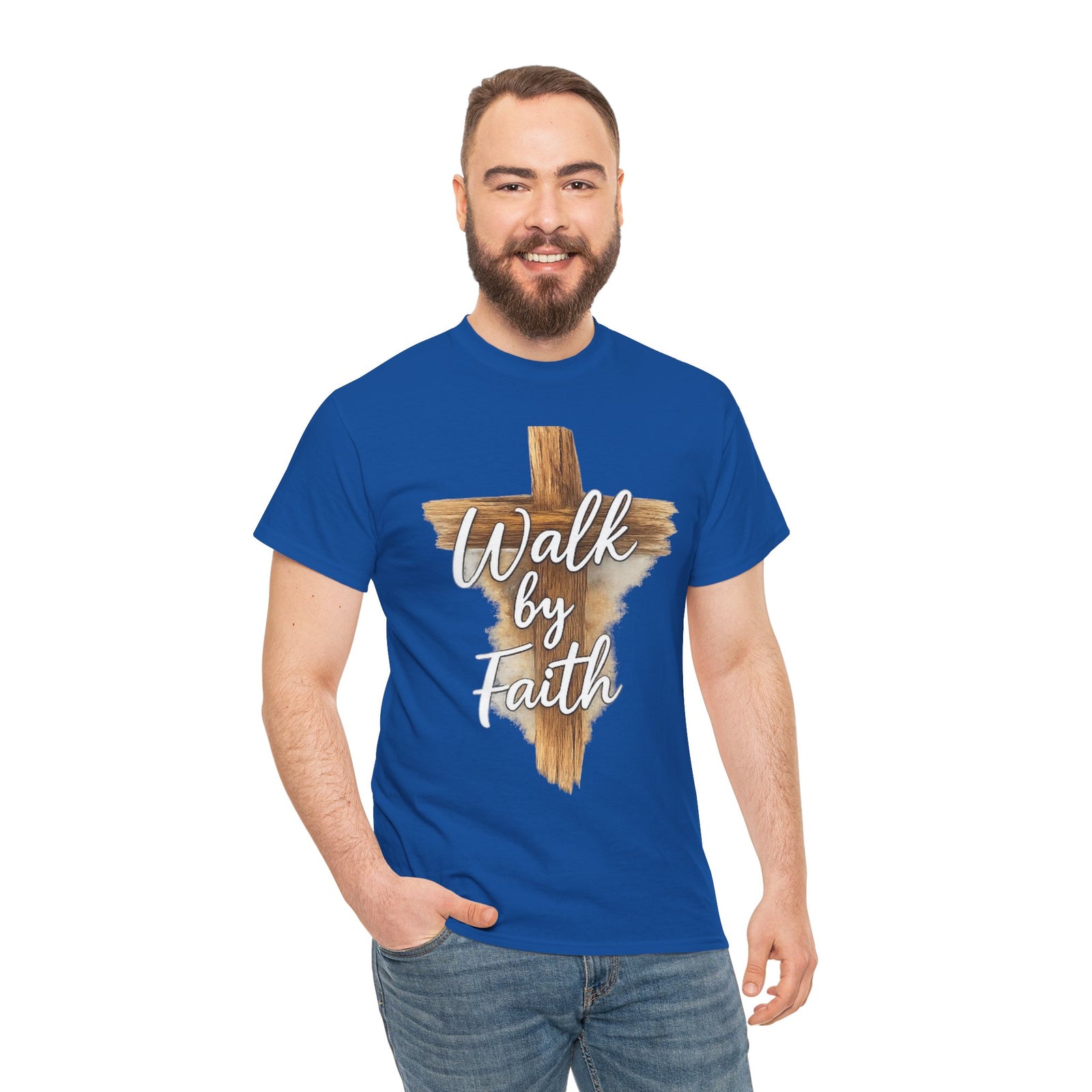 Walk By Faith Tee — Christian Cross Faith Men's T‑Shirt