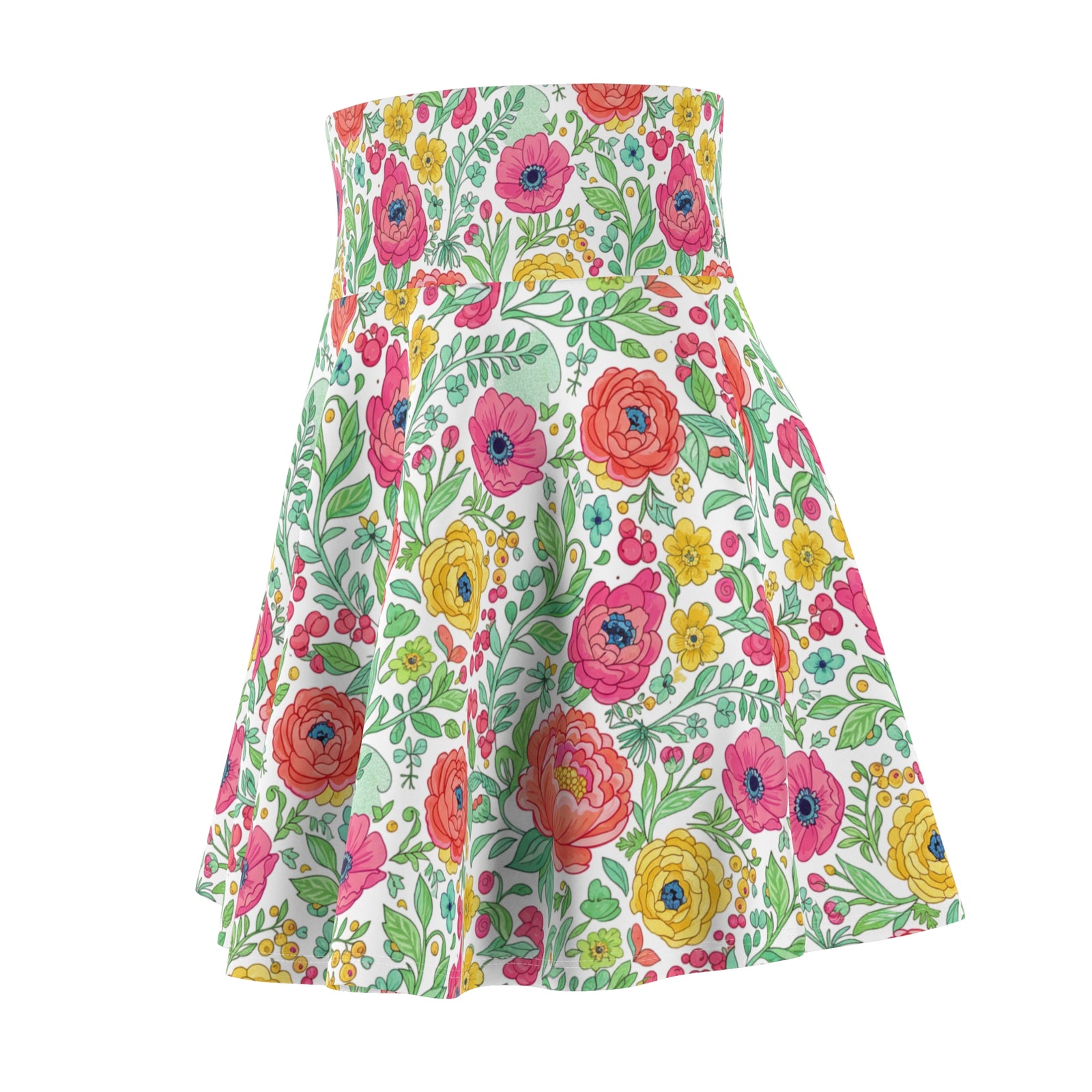 Floral Watercolor Skater Skirt for Women | Soft Spring Summer Skirt | Feminine Boho Garden Party Outfit | Cute Flowy Skirt