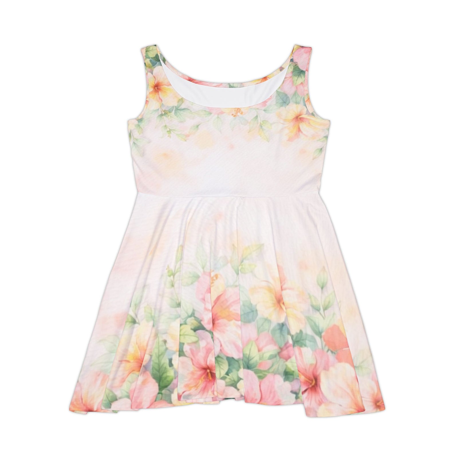 Pastel Floral Skater Dress, Women’s Soft Spring Summer Sundress, Romantic Garden Party Dress, Light Feminine Aesthetic Outfit, Elegant Casual Dress