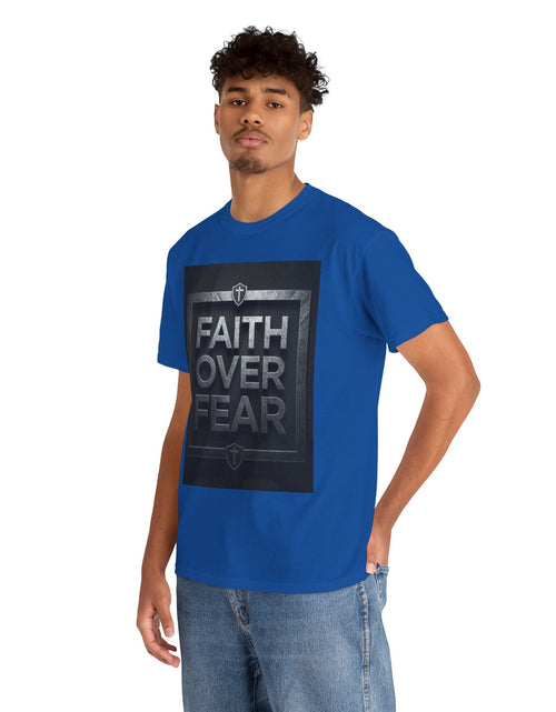 Load image into Gallery viewer, Faith Over Fear T-Shirt — Inspirational Christian Tee with Bold Typography For Men &amp; Women
