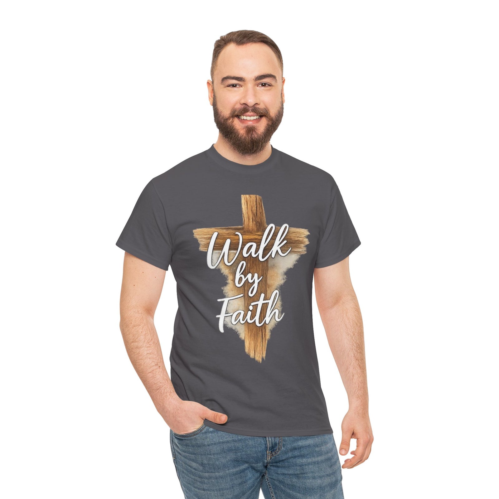 Walk By Faith Tee — Christian Cross Faith Men's T‑Shirt