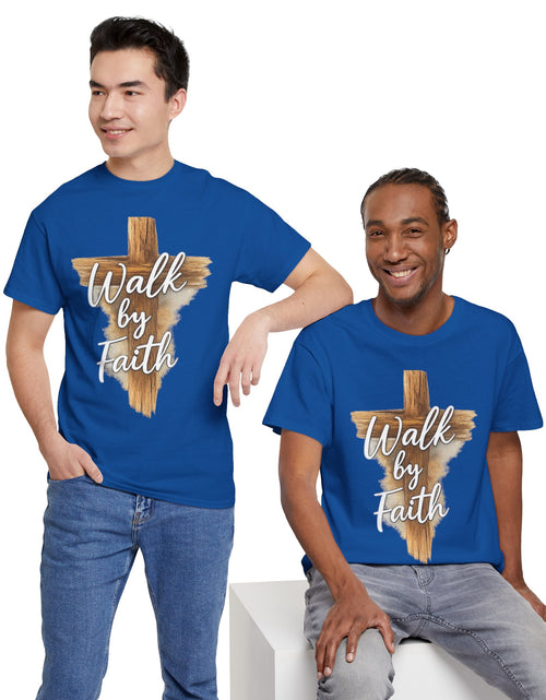 Load image into Gallery viewer, Walk By Faith Tee — Christian Cross Faith Men's T‑Shirt

