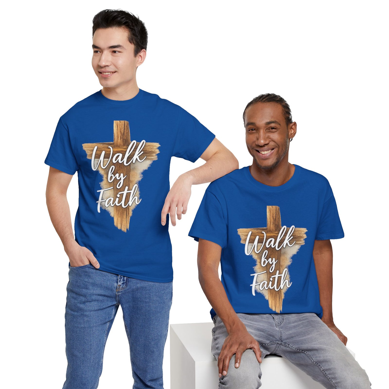 Walk By Faith Tee — Christian Cross Faith Men's T‑Shirt