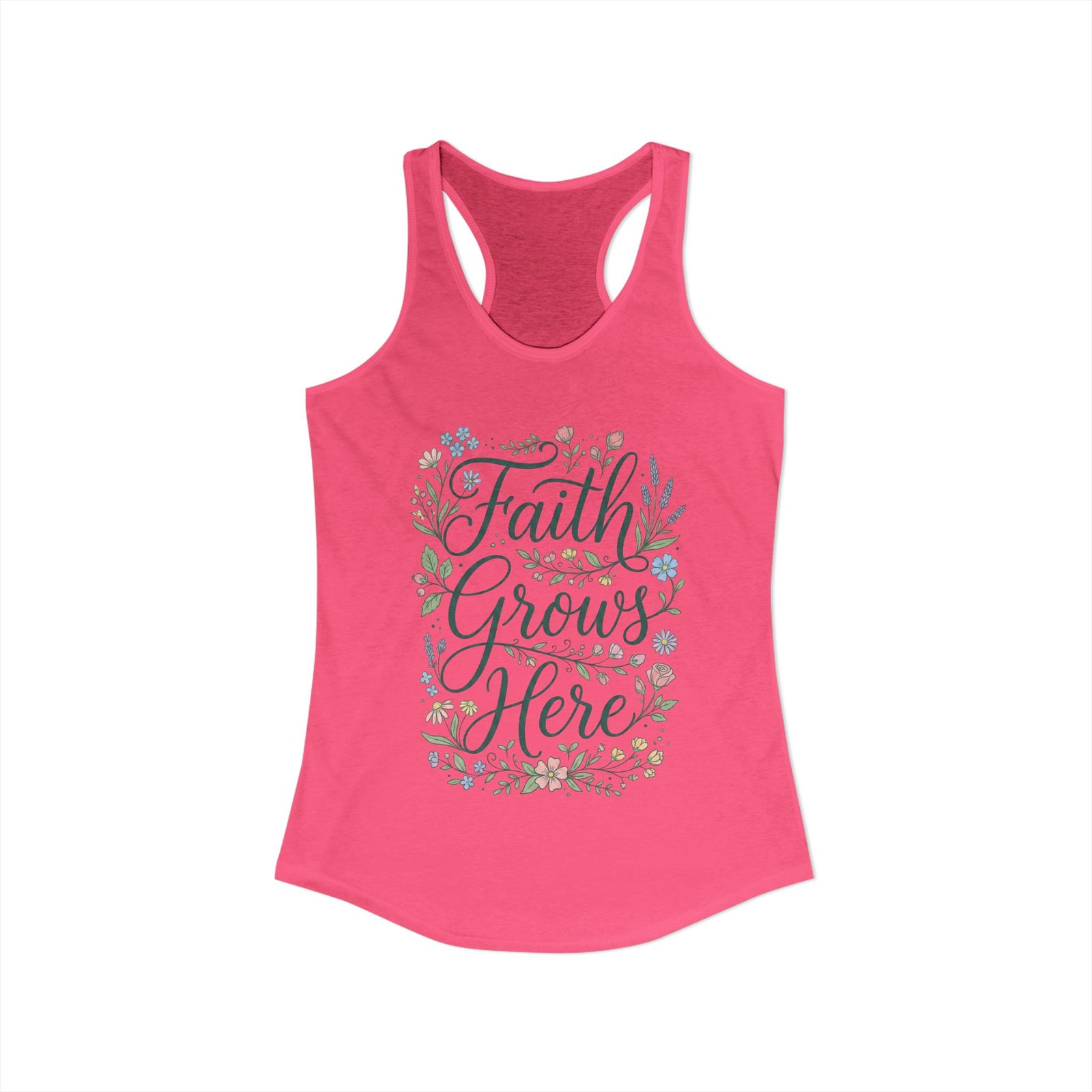 Faith Grows Here Women's Christian Tank Top – Inspirational Faith Shirt – Summer Christian Apparel