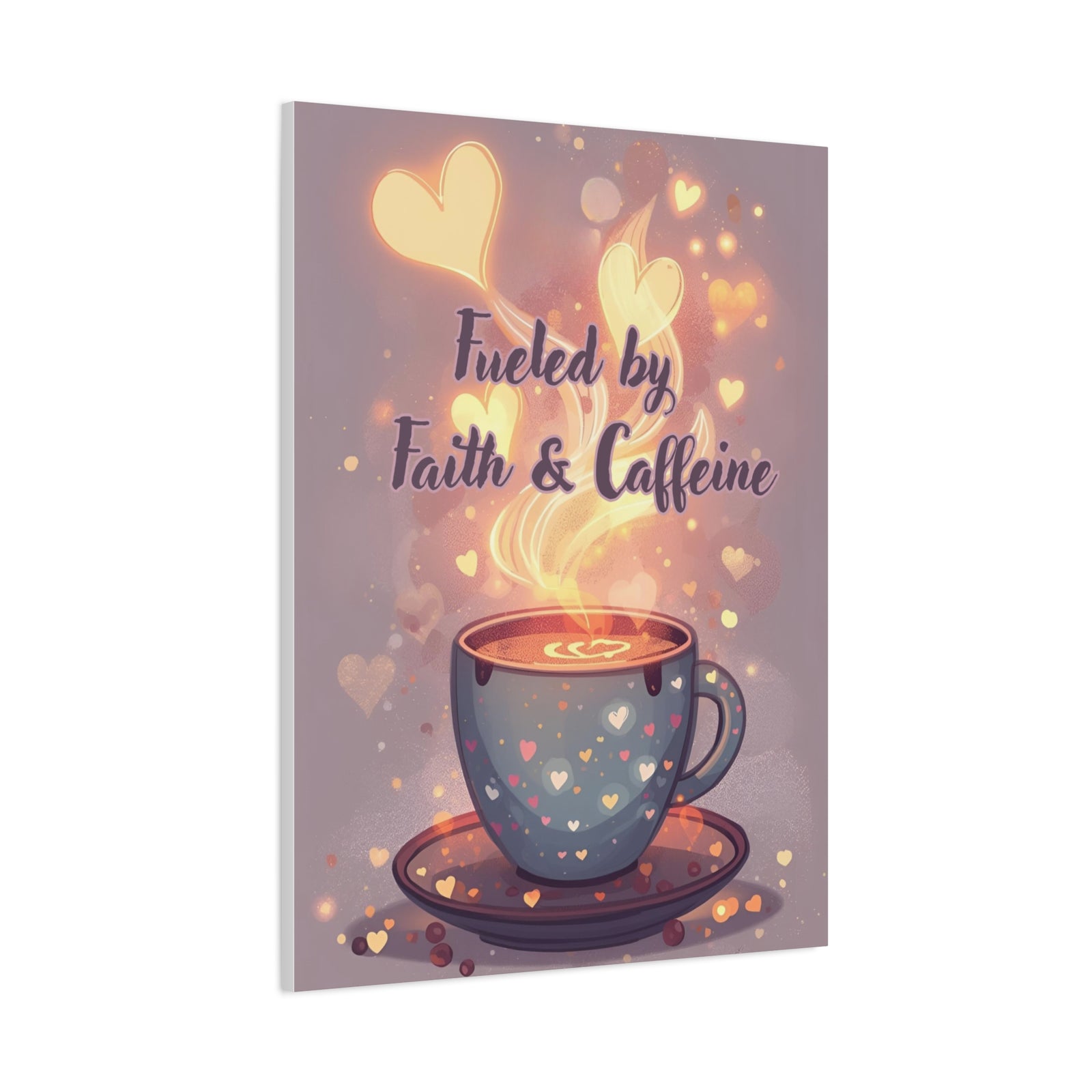 Canvas Wall Art "Fueled by Faith & Caffeine" — Coffee Lover Inspirational Home - Coffee Shop Decor