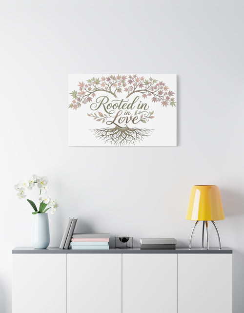 Load image into Gallery viewer, Rooted in Love Tree Canvas Wall Art — Inspirational Family Quote Home Decor
