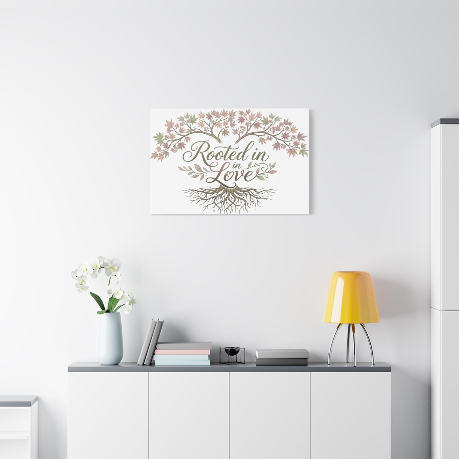Rooted in Love Tree Canvas Wall Art — Inspirational Family Quote Home Decor