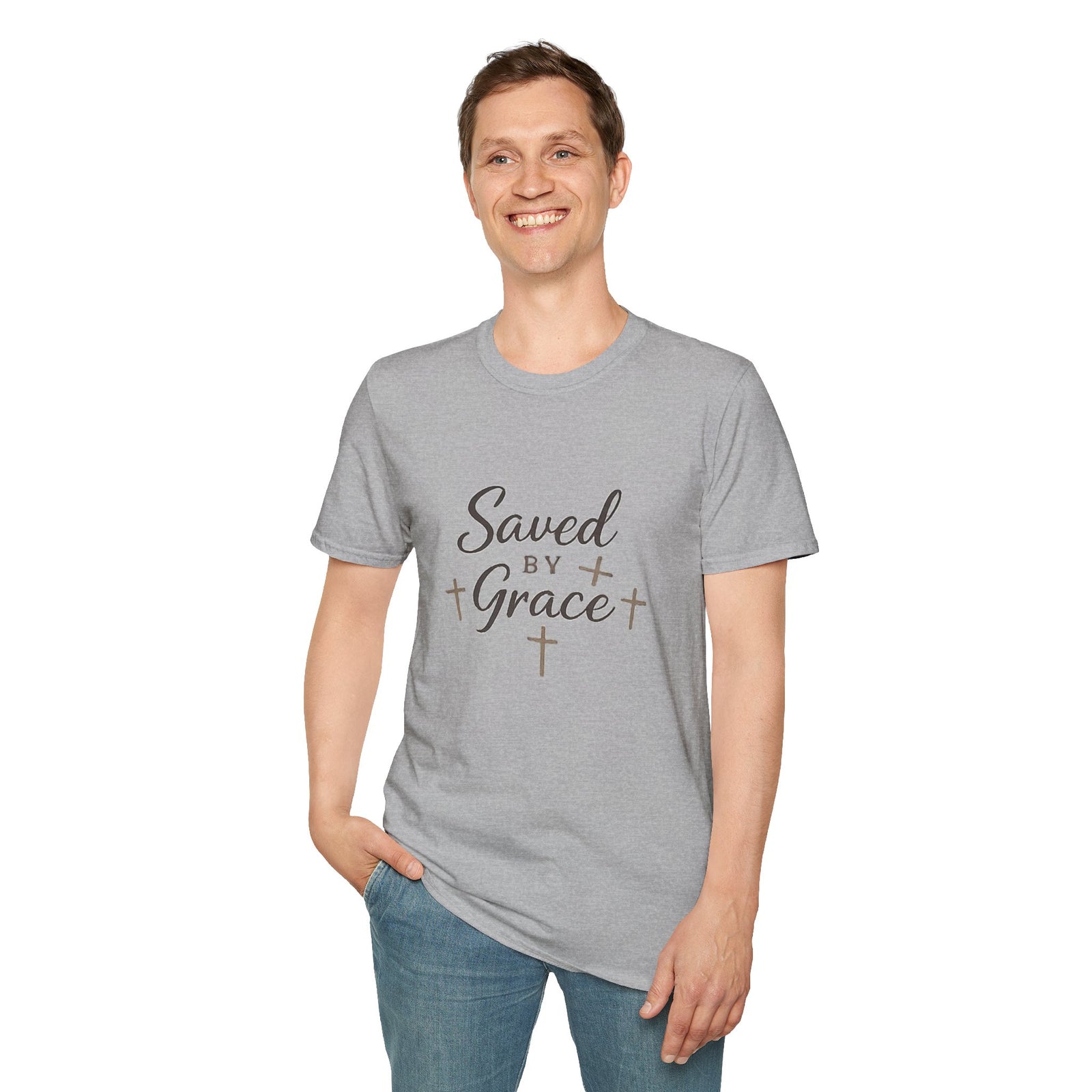 Saved by Grace T‑Shirt — Christian Faith Shirt with Cross Design