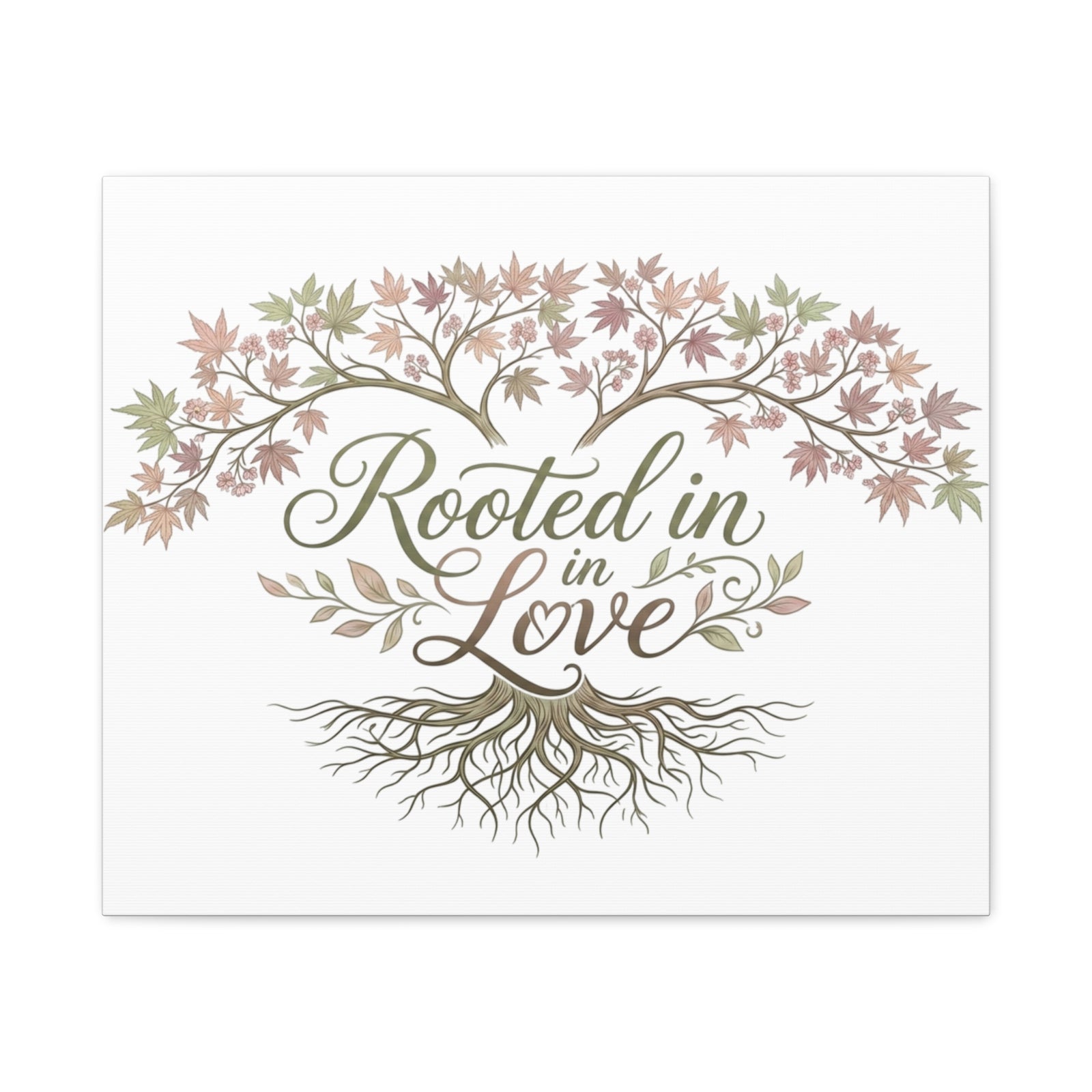 Rooted in Love Tree Canvas Wall Art — Inspirational Family Quote Home Decor