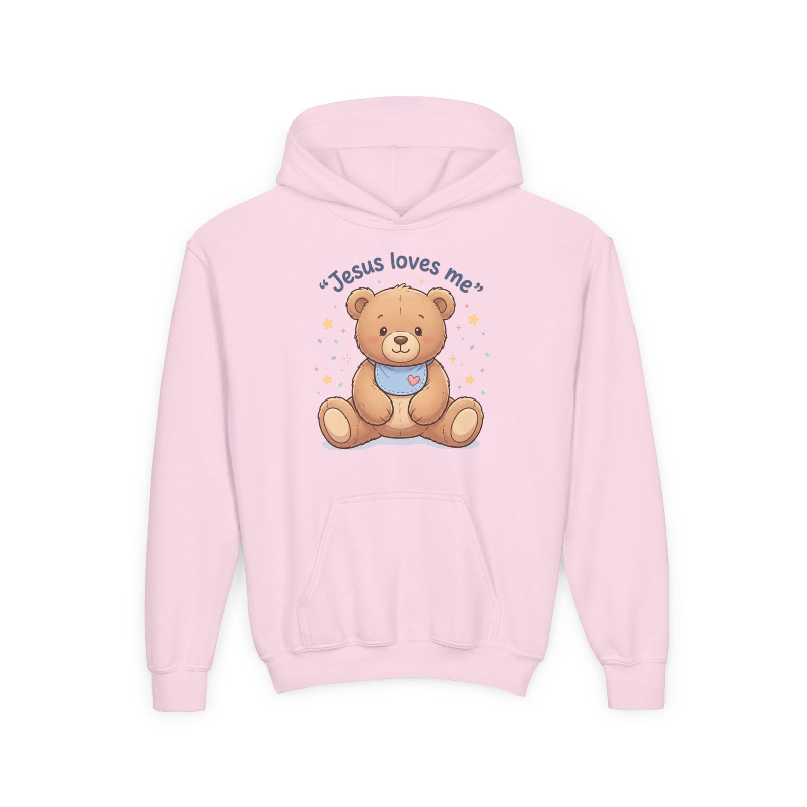 Jesus Loves Me Teddy Bear Kids Hoodie | Christian Youth Sweatshirt | Cute Faith-Based Kids Clothes | Gift for Boys & Girls