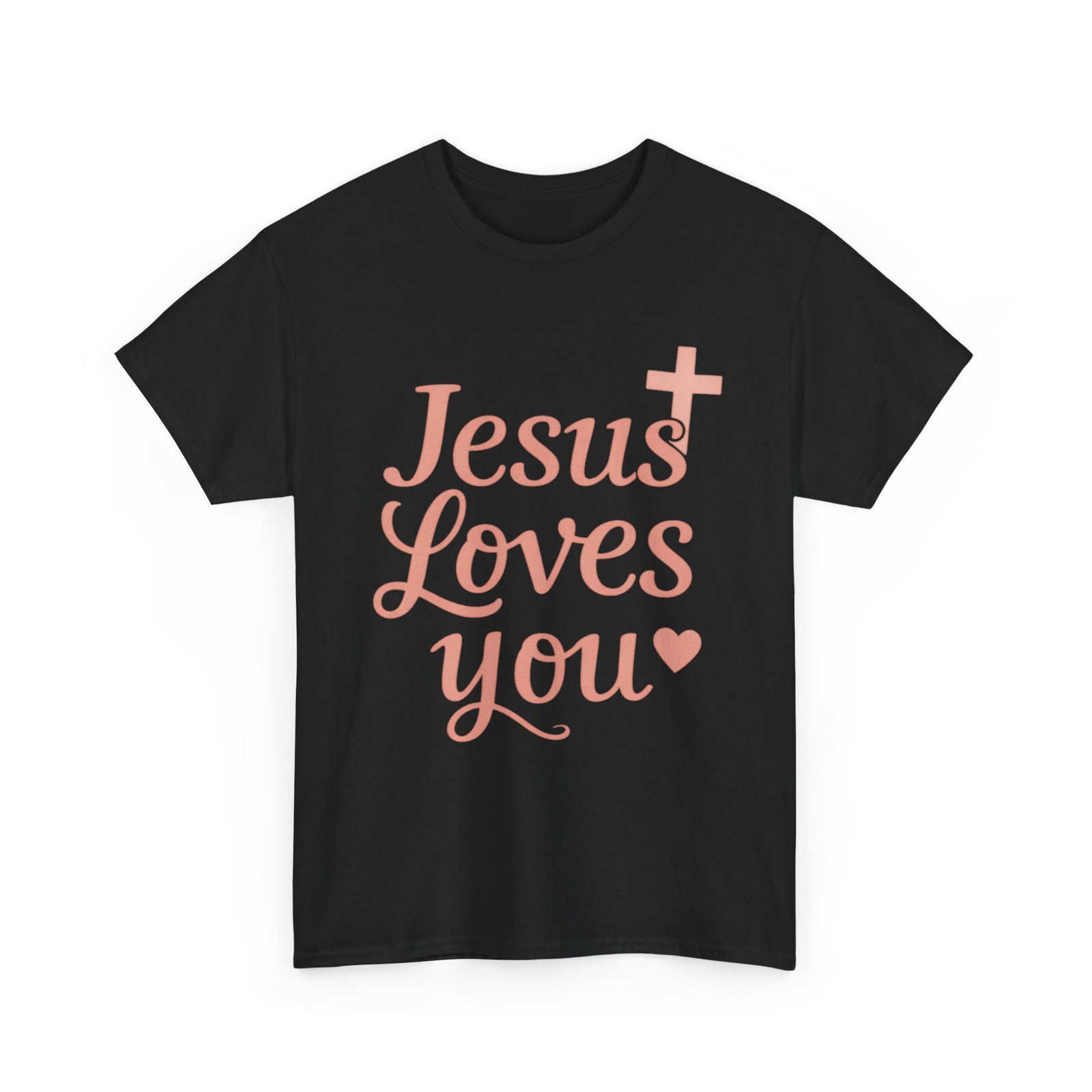 Jesus Loves You T-Shirt – Pink Script Faith Tee with Cross