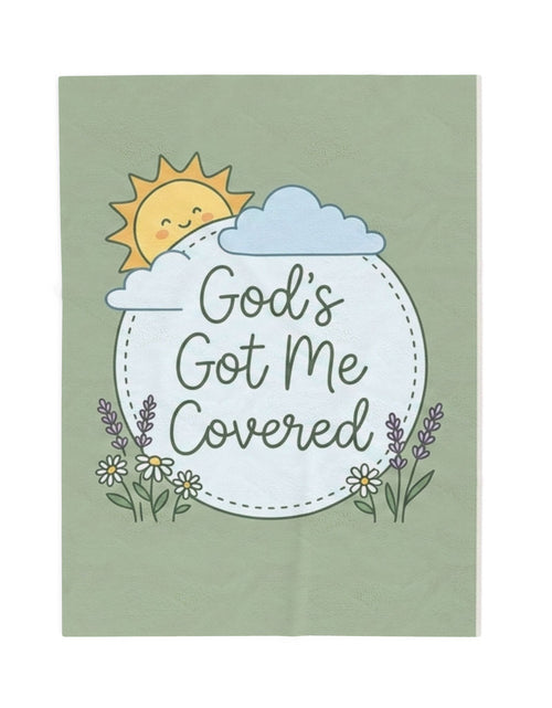 Load image into Gallery viewer, God's Got Me Covered - Sun Cloud Floral Faith Design - Baby Kid Soft Velveteen Plush Blanket
