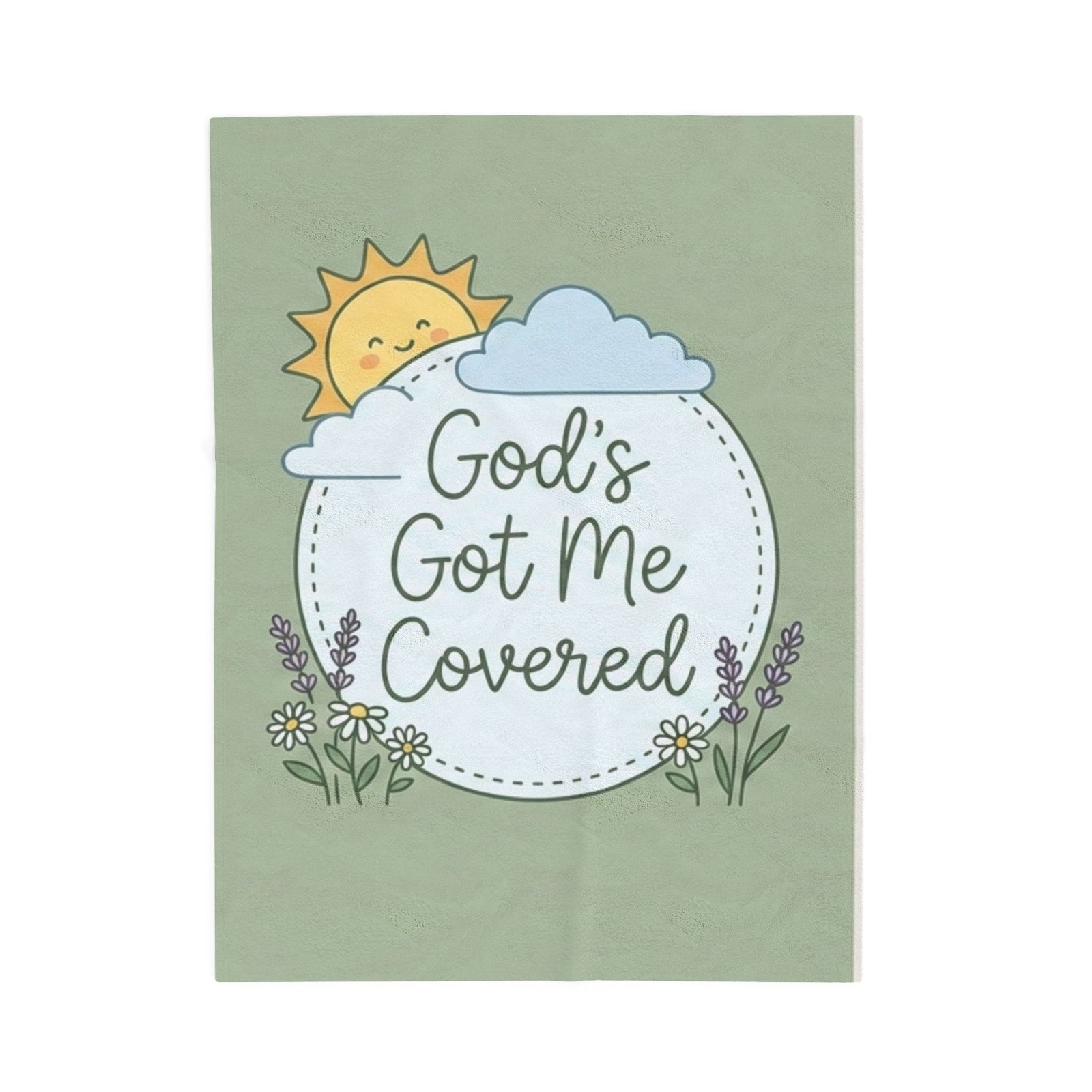 God's Got Me Covered - Sun Cloud Floral Faith Design - Baby Kid Soft Velveteen Plush Blanket