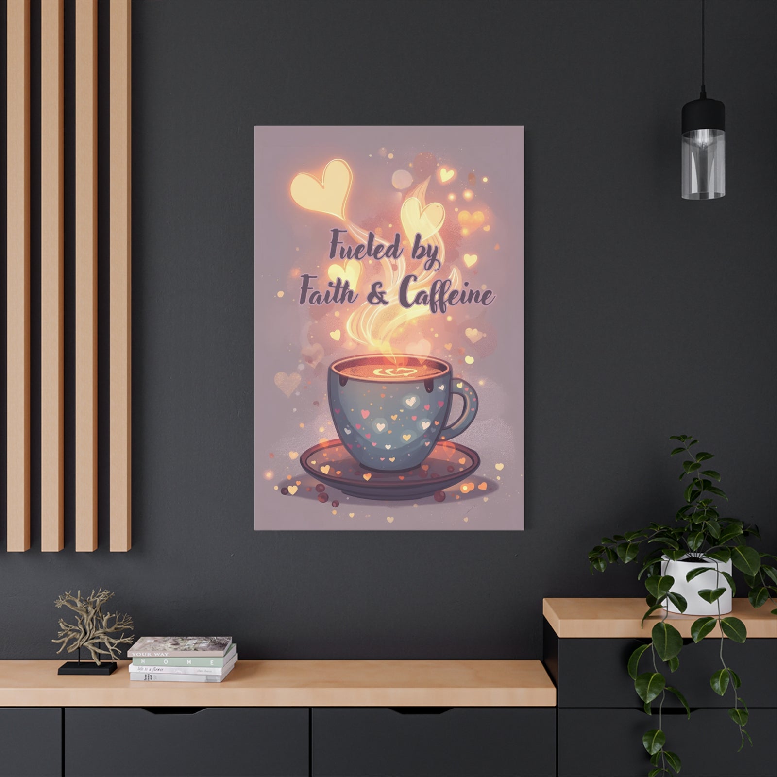Canvas Wall Art "Fueled by Faith & Caffeine" — Coffee Lover Inspirational Home - Coffee Shop Decor