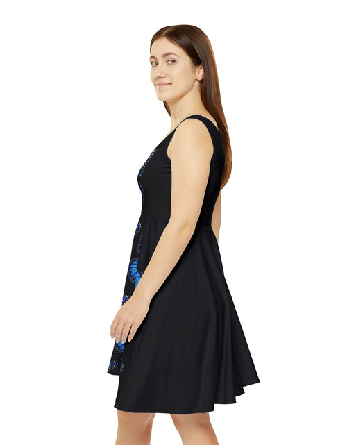 Load image into Gallery viewer, Blue Butterfly Skater Dress – Women's AOP Floral-Inspired Sundress
