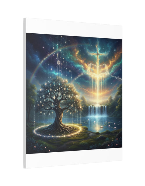 Load image into Gallery viewer, Spiritual Tree of Life Canvas Art — Mystical Cross &amp; Waterfall Stretched Canvas - Home Decor
