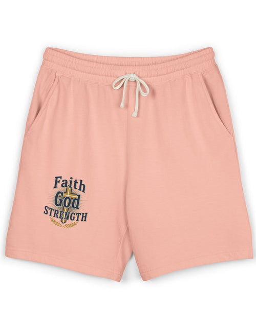 Load image into Gallery viewer, Faith God Strength Fleece Sweat Shorts — Lightweight Religious Lounge Shorts
