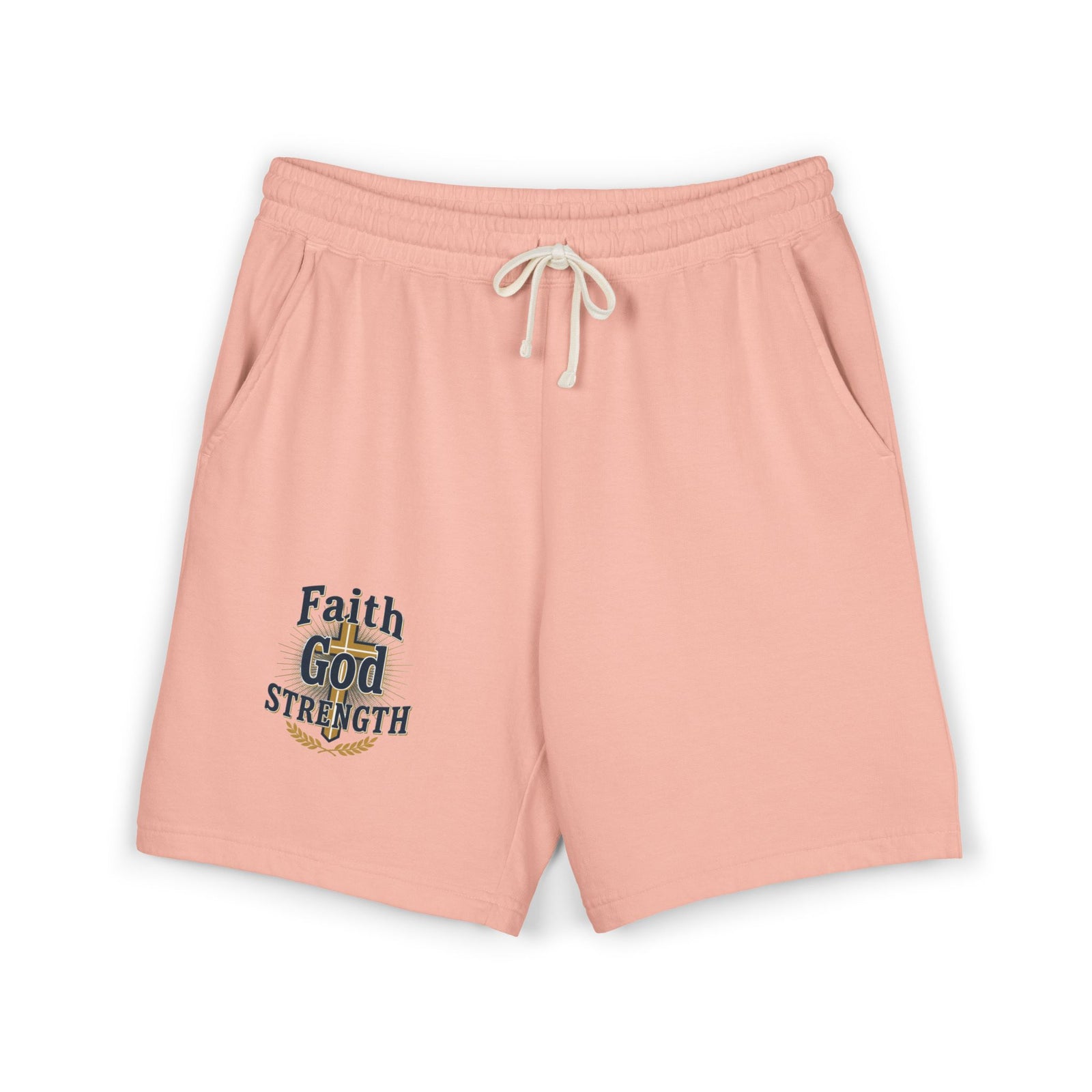 Faith God Strength Fleece Sweat Shorts — Lightweight Religious Lounge Shorts