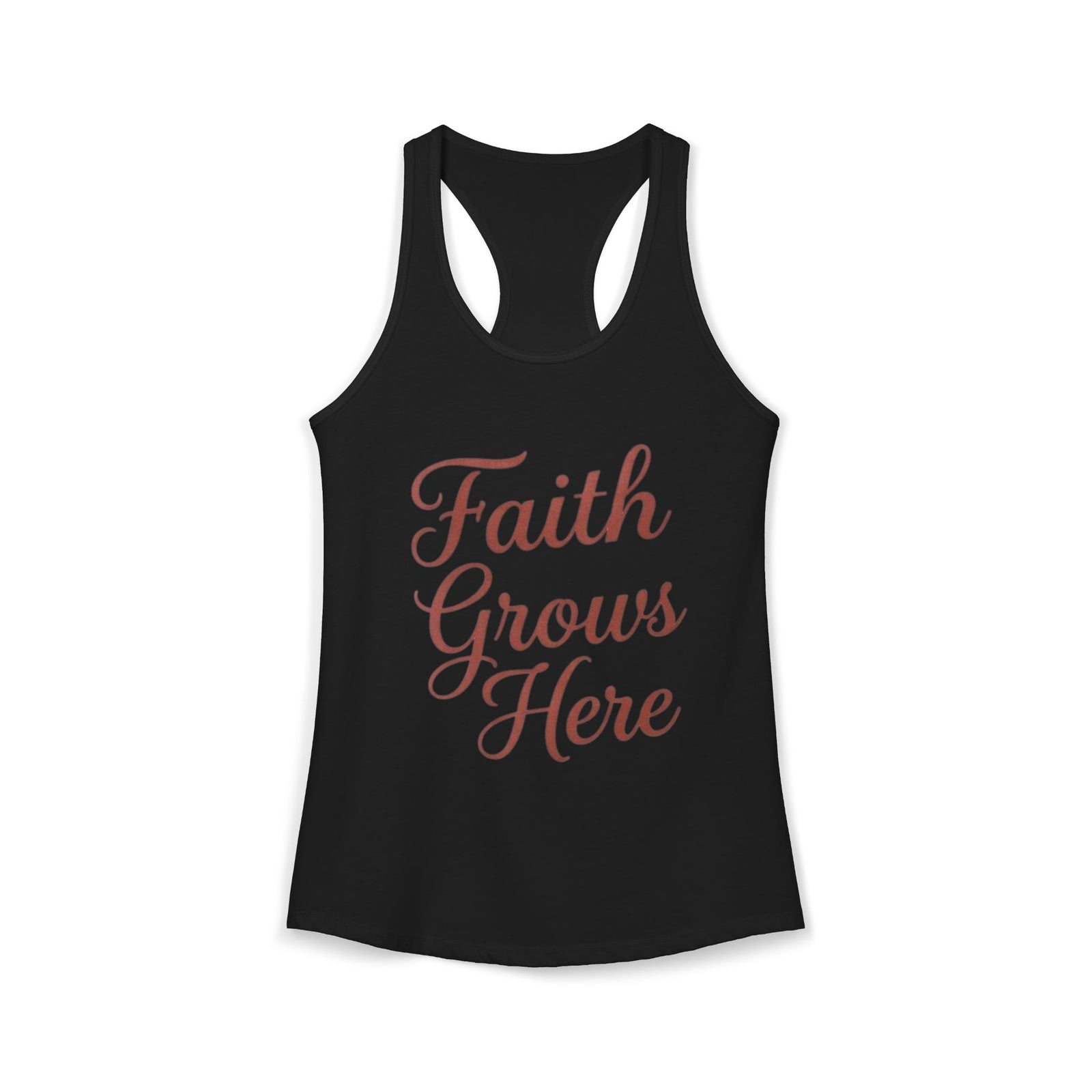 Faith Grows Here Women’s Racerback Tank, Christian Inspirational Tank Top, Faith-Based Apparel, Minimalist Scripture Style Top, Everyday Encouragement Shirt
