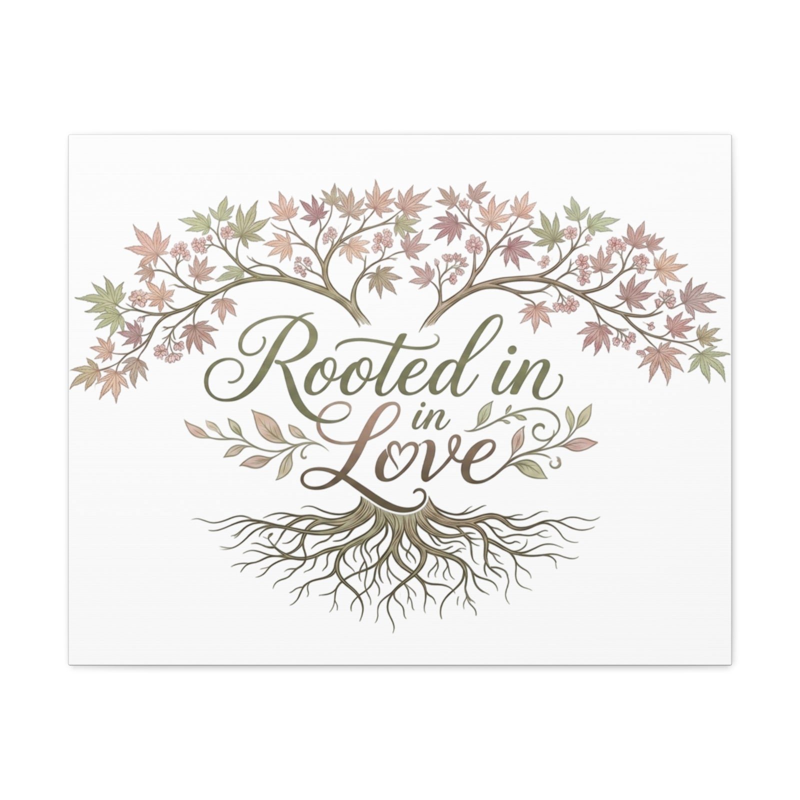 Rooted in Love Tree Canvas Wall Art — Inspirational Family Quote Home Decor