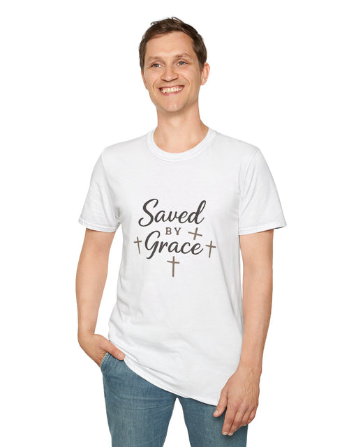 Load image into Gallery viewer, Saved by Grace T‑Shirt — Christian Faith Shirt with Cross Design
