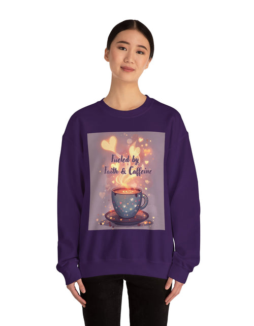 Load image into Gallery viewer, Fueled by Faith &amp; Caffeine| Coffee Lover Faith Fueled - Woman's Crewneck Sweatshirt
