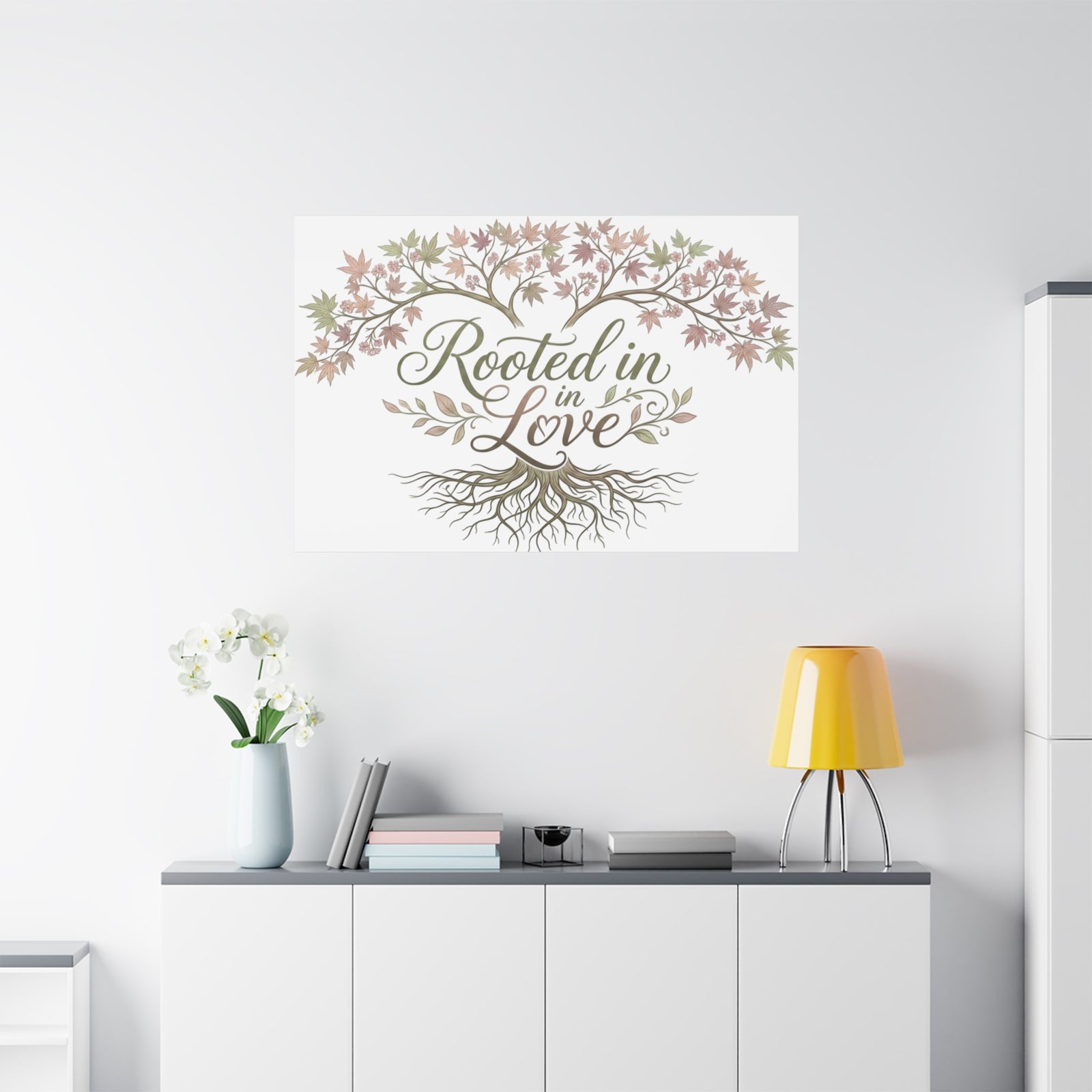 Rooted in Love Tree Canvas Wall Art — Inspirational Family Quote Home Decor