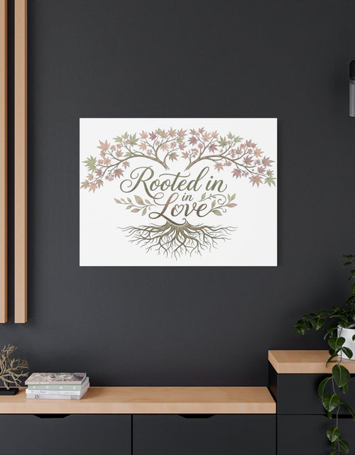 Load image into Gallery viewer, Rooted in Love Tree Canvas Wall Art — Inspirational Family Quote Home Decor
