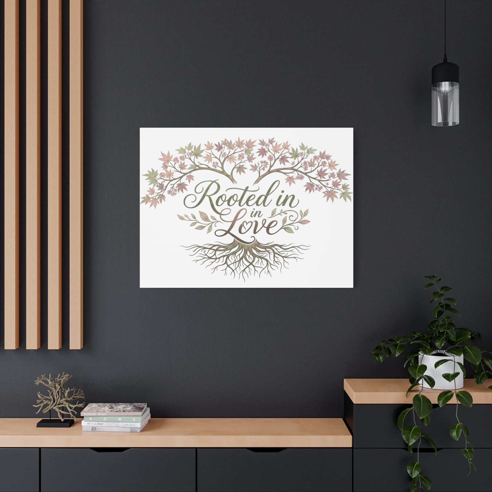 Rooted in Love Tree Canvas Wall Art — Inspirational Family Quote Home Decor