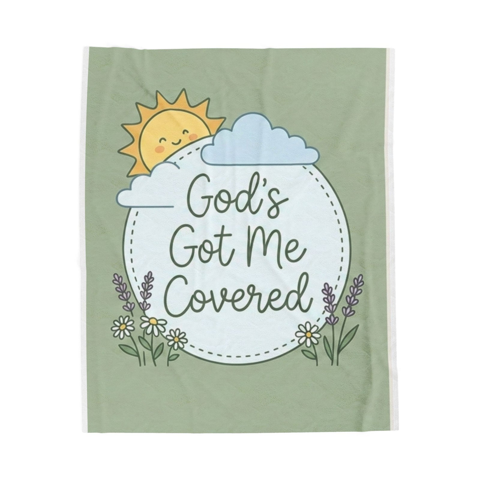 God's Got Me Covered - Sun Cloud Floral Faith Design - Baby Kid Soft Velveteen Plush Blanket