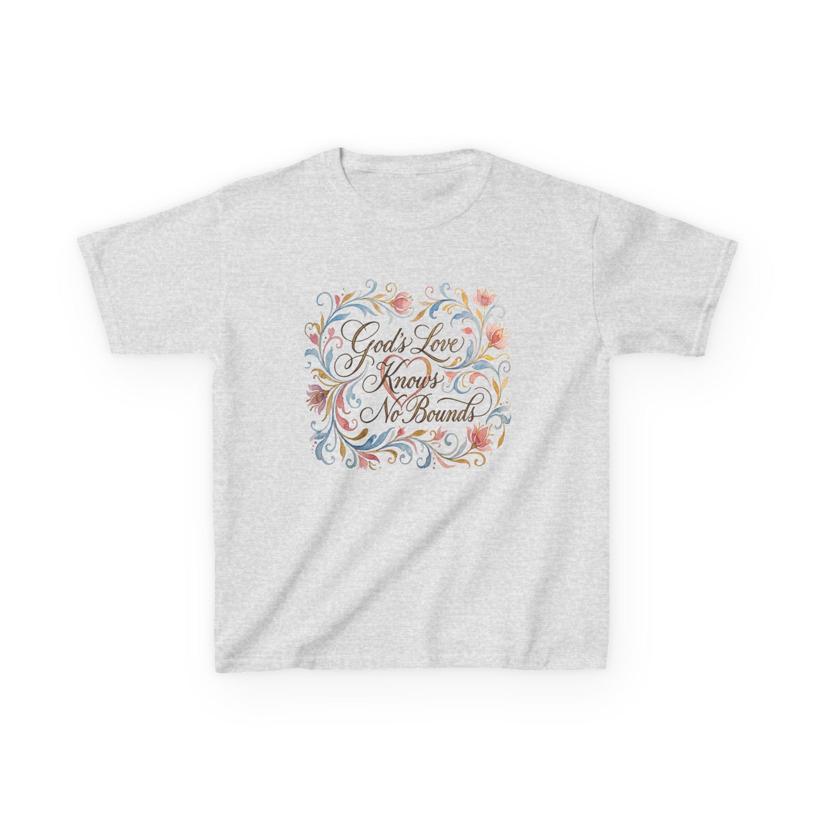 Kids Tee — "God's Love Knows No Bounds" Floral Shirt