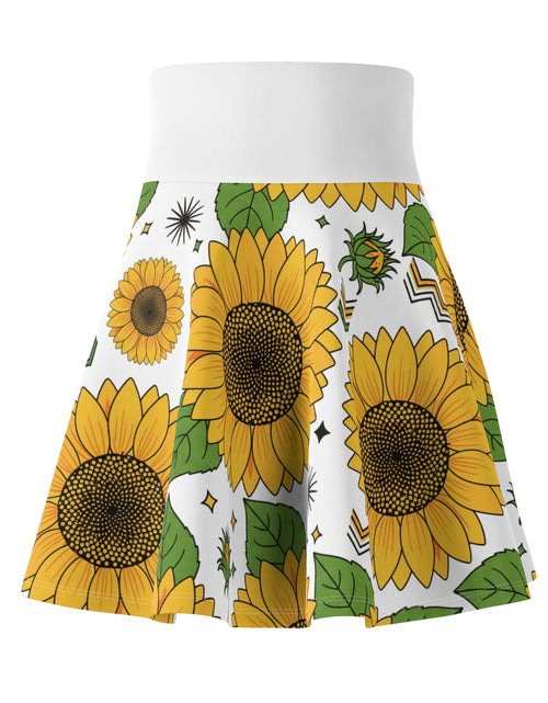 Load image into Gallery viewer, Sunflower Skater Skirt for Women | Bright Floral AOP Skirt | Summer Spring Outfit | Cute Boho Festival Garden Skirt

