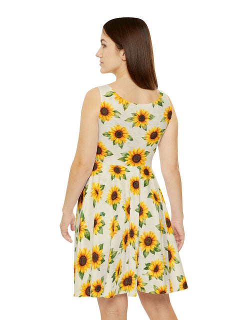 Load image into Gallery viewer, Sunflower Skater Dress – Bright Yellow Floral Sundress, Sleeveless Summer Dress, Boho Garden Party &amp; Beach Outfit for Women
