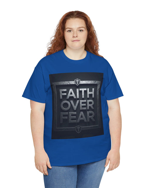 Load image into Gallery viewer, Faith Over Fear T-Shirt — Inspirational Christian Tee with Bold Typography For Men &amp; Women
