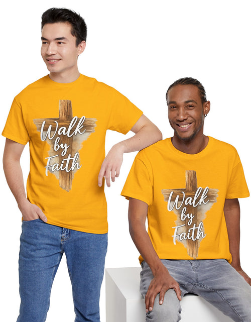 Load image into Gallery viewer, Walk By Faith Tee — Christian Cross Faith Men's T‑Shirt
