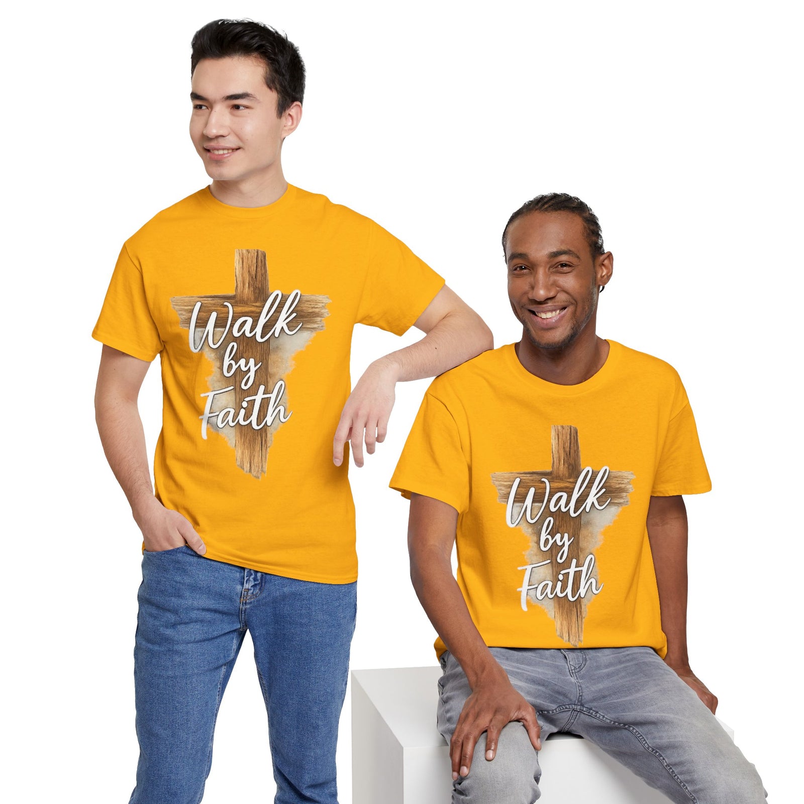 Walk By Faith Tee — Christian Cross Faith Men's T‑Shirt