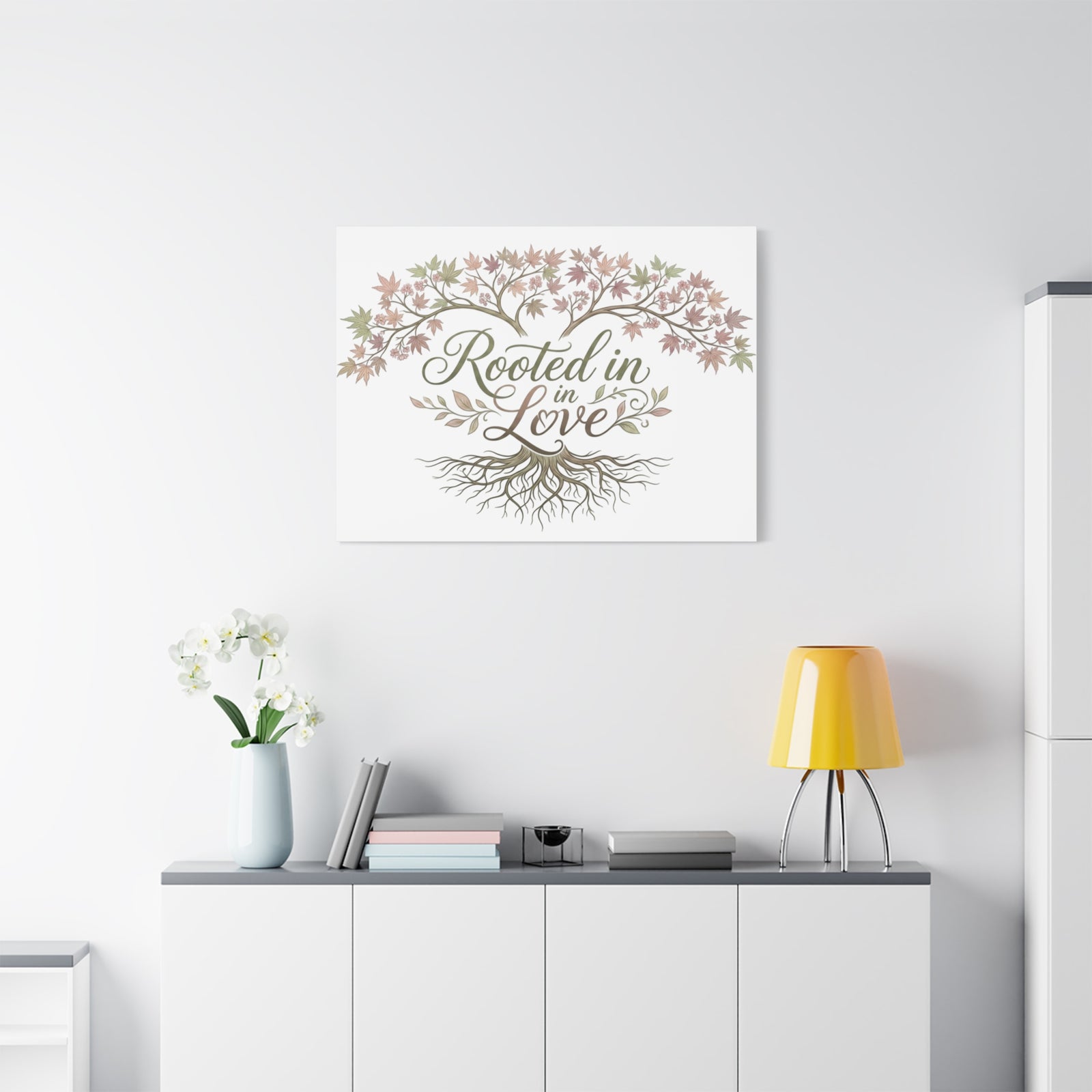 Rooted in Love Tree Canvas Wall Art — Inspirational Family Quote Home Decor