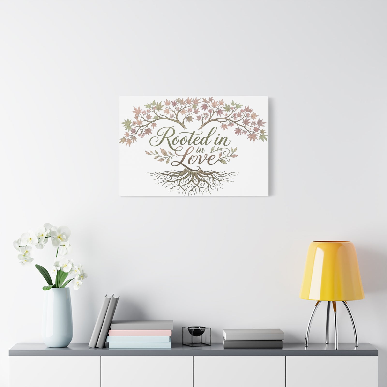 Rooted in Love Tree Canvas Wall Art — Inspirational Family Quote Home Decor