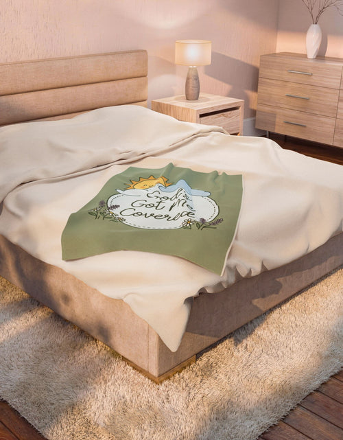 Load image into Gallery viewer, God's Got Me Covered - Sun Cloud Floral Faith Design - Baby Kid Soft Velveteen Plush Blanket
