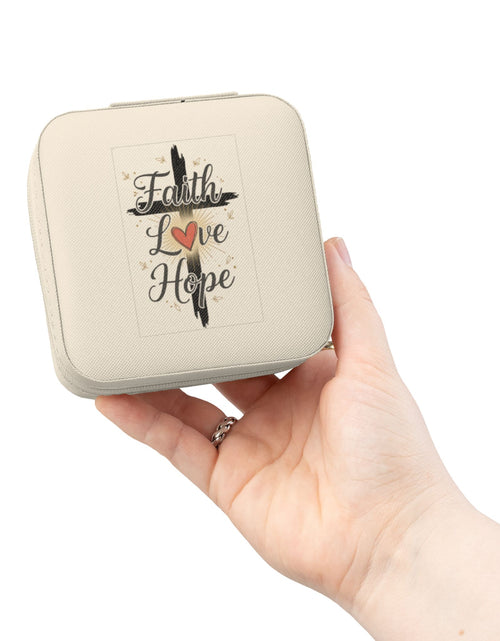 Load image into Gallery viewer, Faith Jewelry Travel Case – Cute Compact Organizer with 'Faith Love Hope' Design For Women and girls
