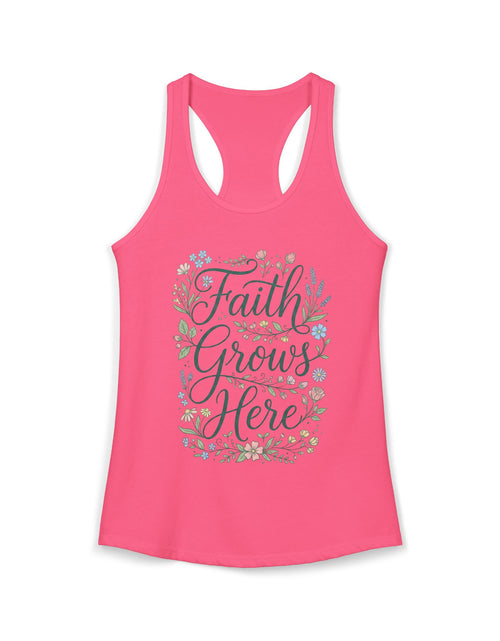 Load image into Gallery viewer, Faith Grows Here Women's Christian Tank Top – Inspirational Faith Shirt – Summer Christian Apparel
