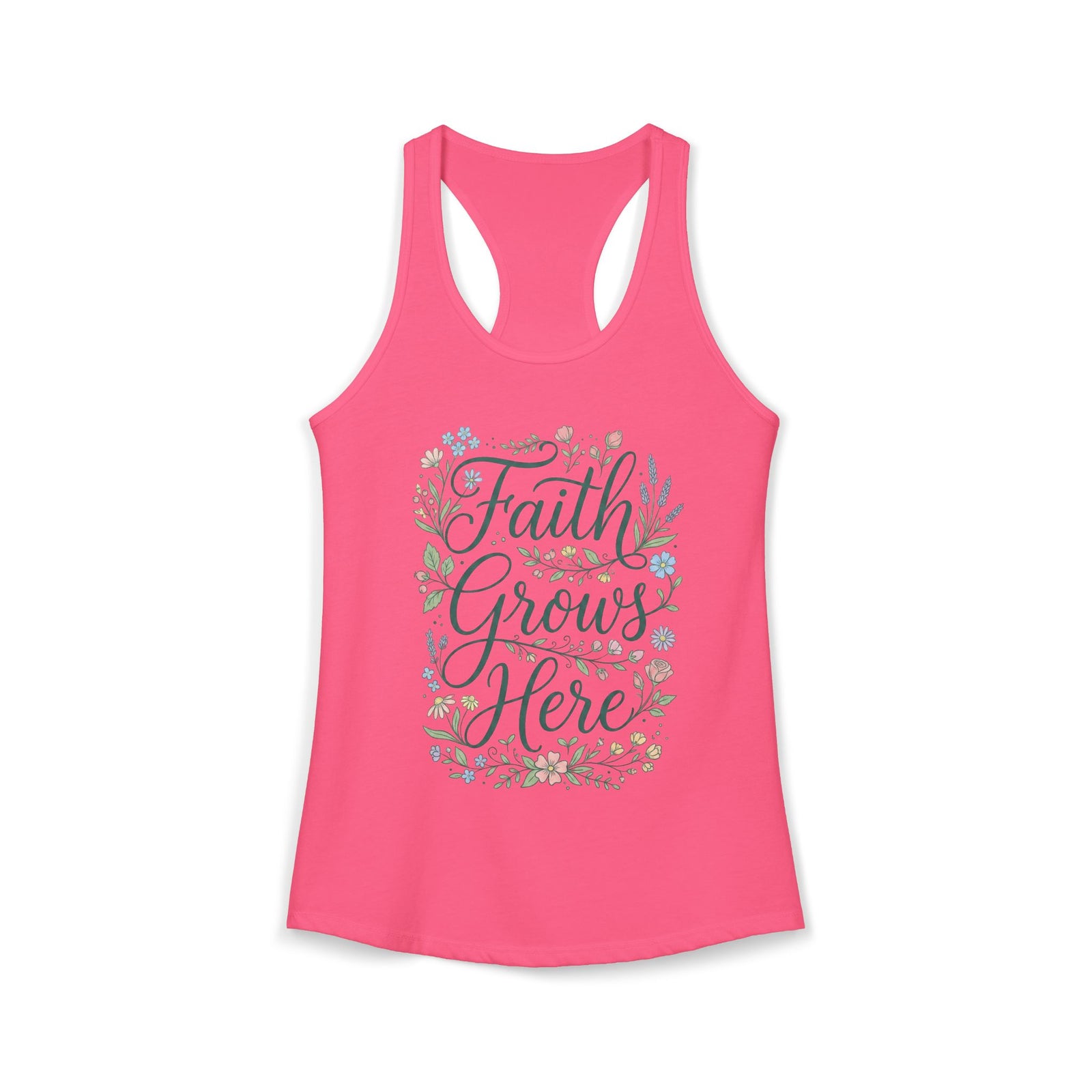 Faith Grows Here Women's Christian Tank Top – Inspirational Faith Shirt – Summer Christian Apparel