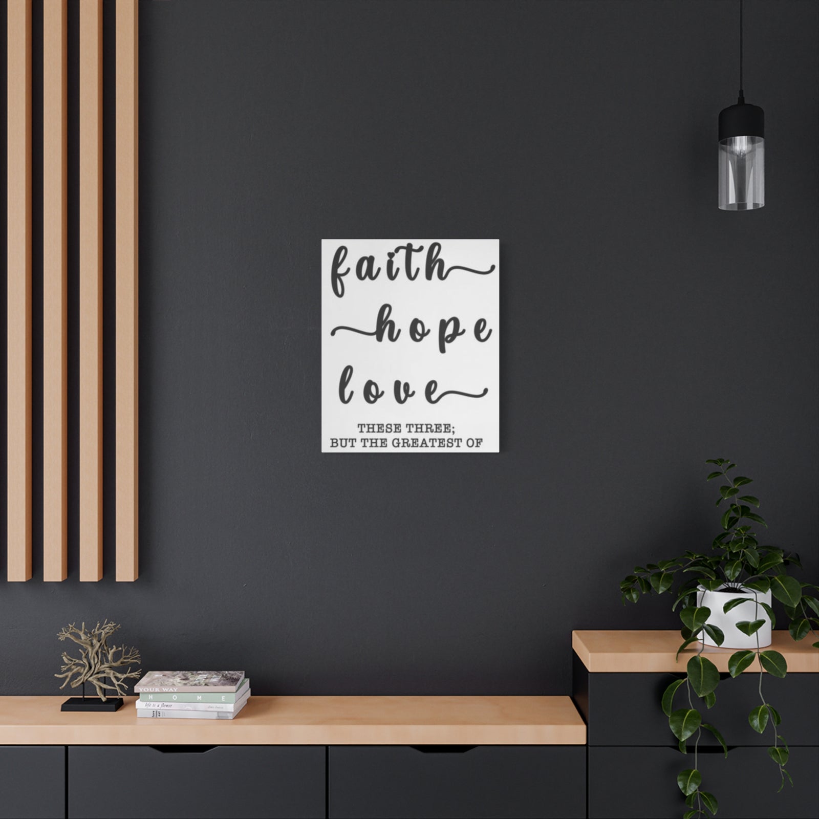 Faith Hope Love Matte Stretched Canvas Wall Art — Inspirational Scripture Quote