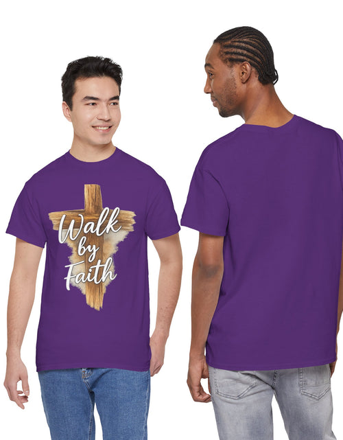 Load image into Gallery viewer, Walk By Faith Tee — Christian Cross Faith Men's T‑Shirt
