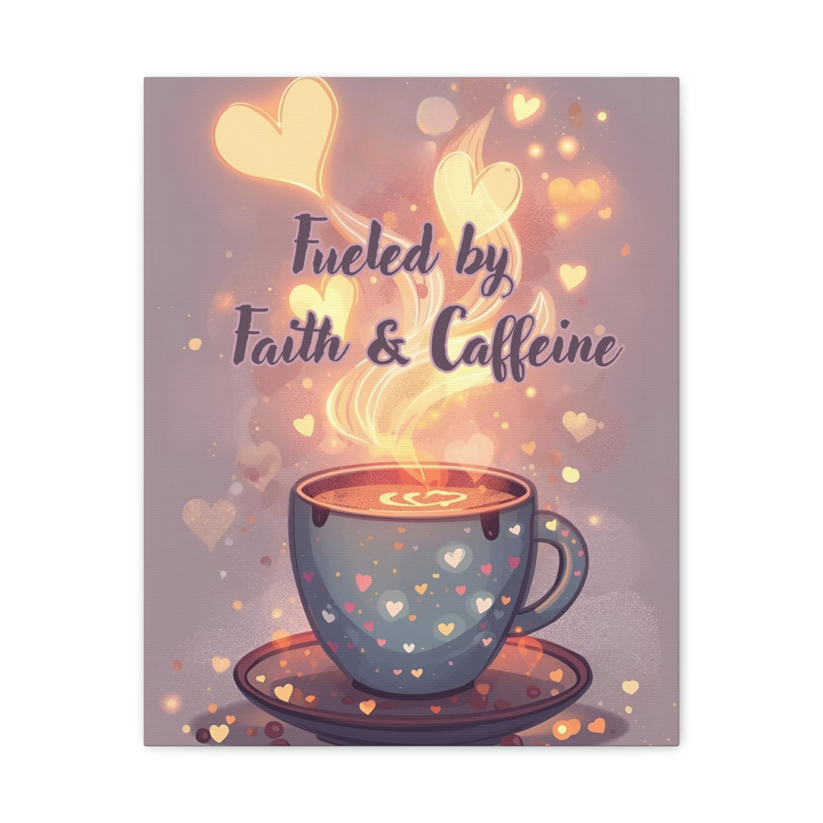 Canvas Wall Art "Fueled by Faith & Caffeine" — Coffee Lover Inspirational Home - Coffee Shop Decor