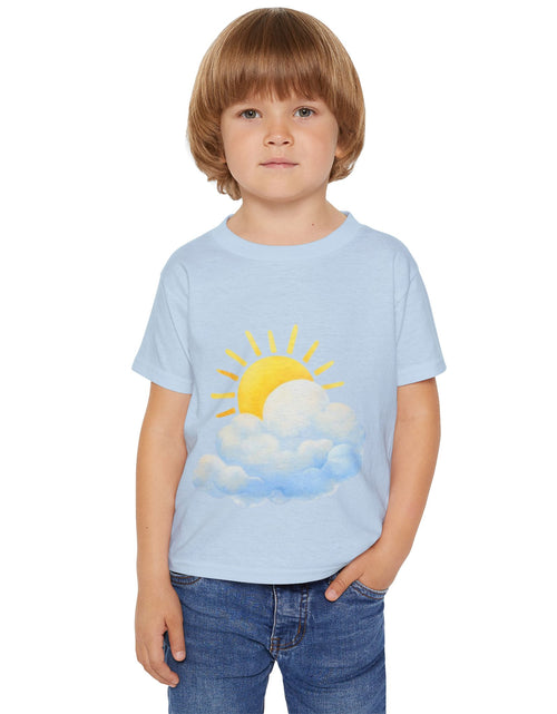 Load image into Gallery viewer, Sunny Cloud Toddler T‑Shirt — Cute Sun &amp; Cloud Graphic Tee for Kids
