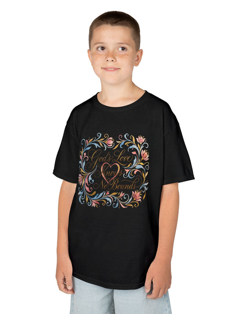 Load image into Gallery viewer, Kids Tee — "God's Love Knows No Bounds" Floral Shirt
