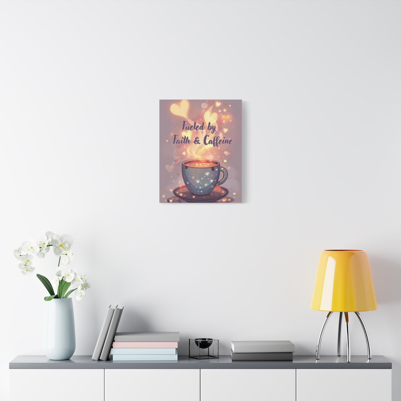 Canvas Wall Art "Fueled by Faith & Caffeine" — Coffee Lover Inspirational Home - Coffee Shop Decor