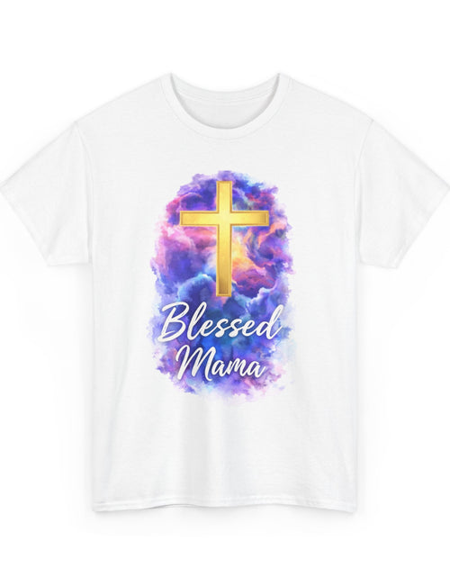 Load image into Gallery viewer, Blessed Mama Cross Tee, Women's Christian Faith Tee Shirt
